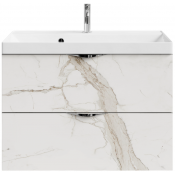 Тумба c раковиной Vod-ok Марко 80 хром/мрамор белый натур милк
