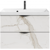 Тумба под раковину Vod-ok Марко 80 черный/мрамор белый натур милк