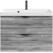 Тумба c раковиной Vod-ok Марко 80 черный/лиственница структурная контрастно-серая 64202