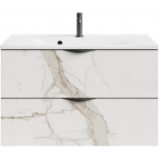 Тумба под раковину Vod-ok Марко 90 черный/мрамор белый натур милк 2537