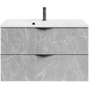 Тумба с раковиной Vod-ok Марко 90 черный/мрамор белый