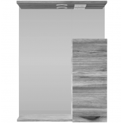 Зеркальный шкаф Vod-ok Марко 60 R с подсветкой, черный/лиственница структурная контрастно-серая 64202