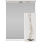 Зеркальный шкаф Vod-ok Марко 60 R с подсветкой черный/мрамор белый натур милк