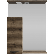 Зеркальный шкаф Vod-ok Марко 60 L с подсветкой, черный/дуб крымский коричневый 131005-9005