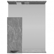 Зеркальный шкаф Vod-ok Марко 60 L с подсветкой, черный/мрамор серый софт тач 4044-1