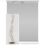 Зеркальный шкаф Vod-ok Марко 60 L с подсветкой черный/мрамор белый натур милк