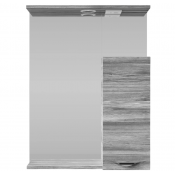 Зеркальный шкаф Vod-ok Марко 60 R с подсветкой хром/лиственница структурная контрастно-серая