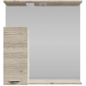 Зеркальный шкаф Vod-ok Марко 75 L с подсветкой хром/ореховый дубослив светлый