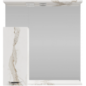 Зеркальный шкаф Vod-ok Марко 75 L с подсветкой, хром/мрамор белый натур милк 2537