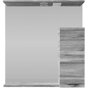 Зеркальный шкаф Vod-ok Марко 75 R с подсветкой, хром/лиственница структурная контрастно-серая 64202