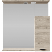 Зеркальный шкаф Vod-ok Марко 75 R с подсветкой хром/ореховый дубослив светлый