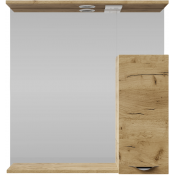 Зеркальный шкаф Vod-ok Марко 75 R с подсветкой хром/дуб тортуга