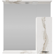 Зеркальный шкаф Vod-ok Марко 75 R с подсветкой хром/мрамор белый натур милк