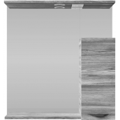 Зеркальный шкаф Vod-ok Марко 75 R с подсветкой черный/лиственница структурная контрастно-серая