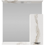 Зеркальный шкаф Vod-ok Марко 75 R с подсветкой черный/мрамор белый натур милк