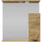 Зеркальный шкаф Vod-ok Марко 75 R с подсветкой, черный/дуб тортуга 2357-43