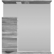 Зеркальный шкаф Vod-ok Марко 75 L с подсветкой, черный/лиственница структурная контрастно-серая 64202