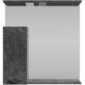 Зеркальный шкаф Vod-ok Марко 75 L с подсветкой, черный/мрамор графит софт тач 4044-3