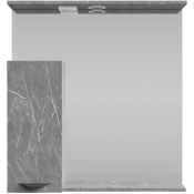 Зеркальный шкаф Vod-ok Марко 75 L с подсветкой, черный/мрамор серый софт тач 4044-1