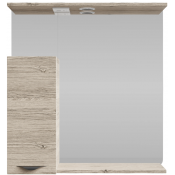 Зеркальный шкаф Vod-ok Марко 75 L с подсветкой черный/ореховый дубослив светлый