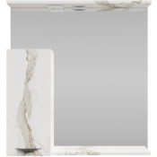 Зеркальный шкаф Vod-ok Марко 75 L с подсветкой черный/мрамор белый натур милк