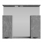 Зеркальный шкаф Vod-ok Марко 90 с подсветкой, черный/мрамор серый софт тач 4044-1