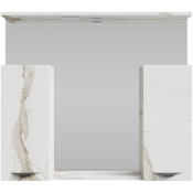 Зеркальный шкаф Vod-ok Марко 90 с подсветкой черный/мрамор белый натур милк