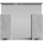 Зеркальный шкаф Vod-ok Марко 90 с подсветкой, черный/мрамор белый софт тач 4044-2