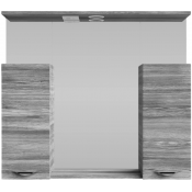 Зеркальный шкаф Vod-ok Марко 90 с подсветкой хром/лиственница структурная контрастно-серая