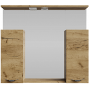 Зеркальный шкаф Vod-ok Марко 90 с подсветкой, хром/дуб тортуга 2357-43