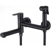 Смеситель для раковины Savol S-FXQ010H с гигиеническим душем черный матовый