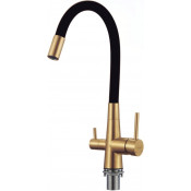 Смеситель для кухни Fmark FS1062-C01 матовое золото/черный матовый