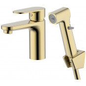 Смеситель для раковины Aquatek Ника AQ1812BG с гигиеническим душем золото