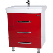 Тумба под раковину Bellezza Рокко 60 с 3 ящиками красная Н (ТИГОДА)