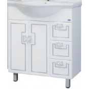 Тумба под раковину Bellezza Миа 75 с 3 ящиками белая патина/серебро