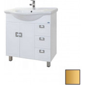 Тумба под раковину Bellezza Миа 75 с 3 ящиками белая патина/золото
