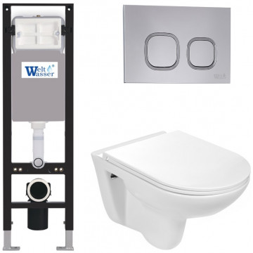 Подвесной унитаз с инсталляцией Weltwasser Amberg 350 / Baarbach 004 GL-WT / Amberg RD-CR 10000012285 белый глянец