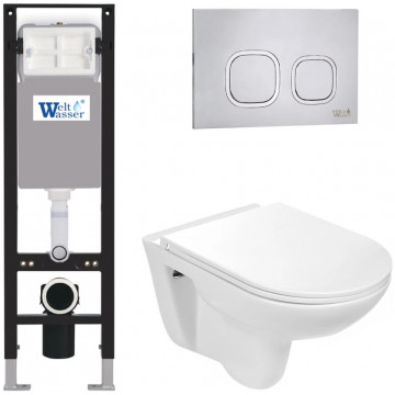 Подвесной унитаз с инсталляцией Weltwasser Amberg 350 / Baarbach 004 GL-WT / Amberg RD-MT CR 10000012286 белый глянец