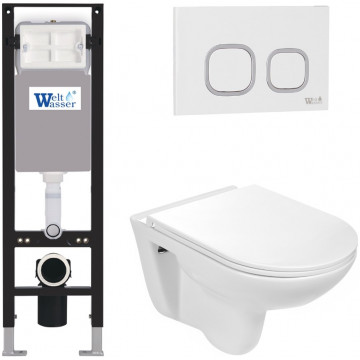 Подвесной унитаз с инсталляцией Weltwasser Amberg 350 / Baarbach 004 GL-WT / Amberg RD-WT 10000012287 белый глянец