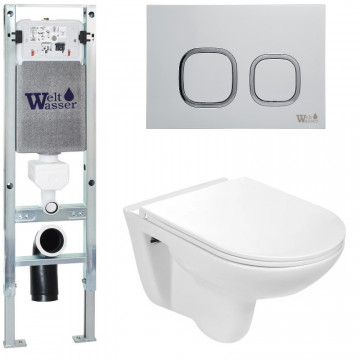 Подвесной унитаз с инсталляцией Weltwasser Amberg 350 ST / Baarbach 004 GL-WT / Amberg RD-WT 10000006503 белый глянец