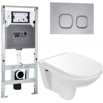 Подвесной унитаз с инсталляцией Weltwasser Amberg 506 ST / Baarbach 004 GL-WT / Amberg RD-CR 10000006856 белый глянец
