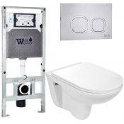 Подвесной унитаз с инсталляцией Weltwasser Amberg 506 ST / Baarbach 004 GL-WT / Amberg RD-MT CR 10000006857 белый глянец