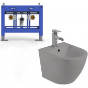 Подвесное биде с инсталляцией Weltwasser Bamberg 480 BD / Merzbach 005 MT-GR 10000012991 серый матовый