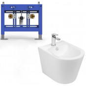 Подвесное биде с инсталляцией Weltwasser Bamberg 480 BD / Salzbach 005 GL-WT 10000012995 белый глянец