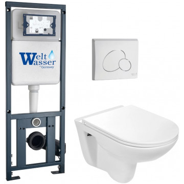 Подвесной унитаз с инсталляцией WeltWasser Marberg 410 / Baarbach 004 GL-WT / MAR 410 RD GL-WT 10000010355 белый глянец