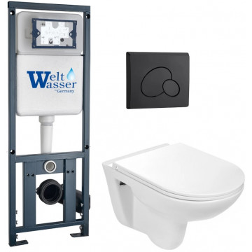 Подвесной унитаз с инсталляцией WeltWasser Marberg 410 / Baarbach 004 GL-WT / MAR 410 RD MT-BL 10000010356 белый глянец
