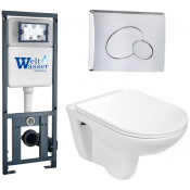 Подвесной унитаз с инсталляцией WeltWasser Marberg 410 / Baarbach 004 GL-WT / MAR 410 RD-CR 10000006463 белый глянец