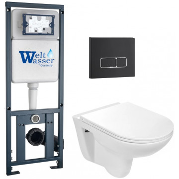 Подвесной унитаз с инсталляцией WeltWasser Marberg 410 / Baarbach 004 GL-WT / MAR 410 SE MT-BL 10000010357 белый глянец