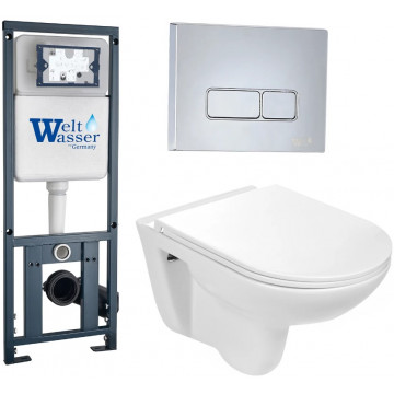 Подвесной унитаз с инсталляцией WeltWasser Marberg 410 / Baarbach 004 GL-WT / MAR 410 SE-CR 10000006462 белый глянец