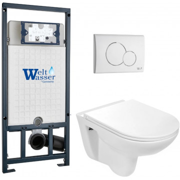 Подвесной унитаз с инсталляцией WeltWasser Marberg 507 / Baarbach 004 GL-WT / MAR 507 RD GL-WT 10000010358 белый глянец